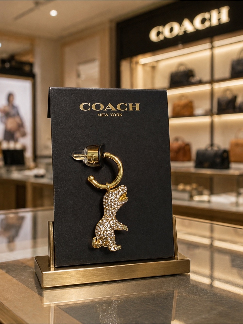 COACH Pavé Rexy Huggie Earrings - Picture 3 of 3